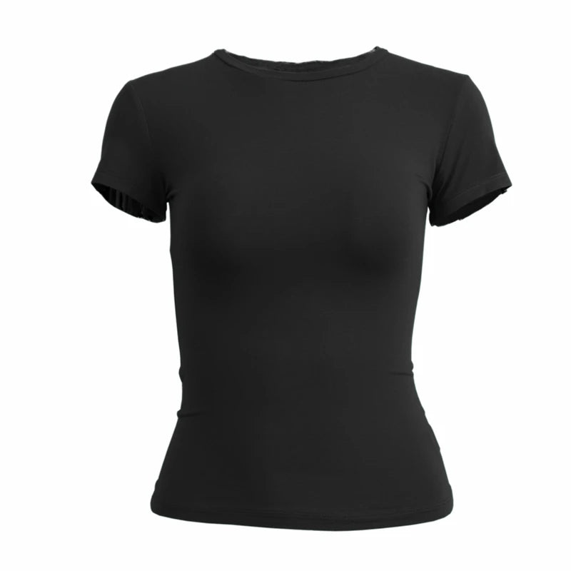 Women's Y2K Slim Fit T-Shirt – Short Sleeve Knit Tee (XS–XL)