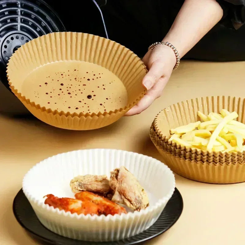 Air Fryer Disposable Paper Liners – Square & Round Non-Stick Baking Parchment Mats