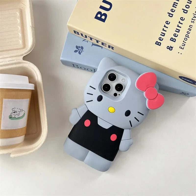 Sanrio Hello Kitty 3D Bow Phone Case – Cute Y2K Silicone Cover for iPhone 11–17 Pro Max