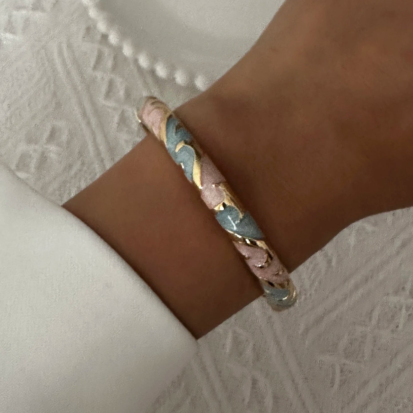 Enamel Flower Bracelet for Women | Retro Gold Plated Evil Eye Zircon Bangle