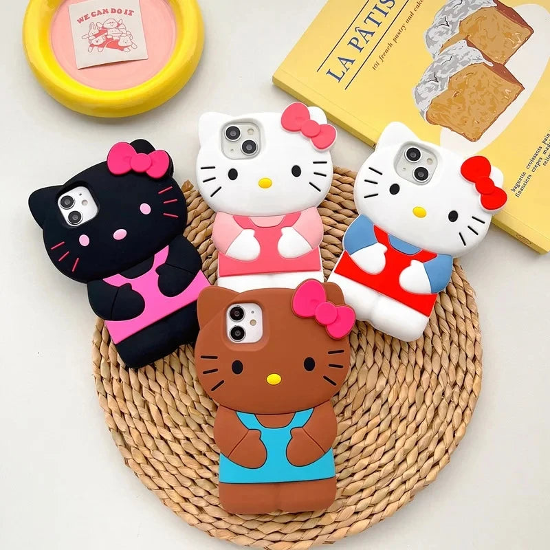 Sanrio Hello Kitty 3D Bow Phone Case – Cute Y2K Silicone Cover for iPhone 11–17 Pro Max