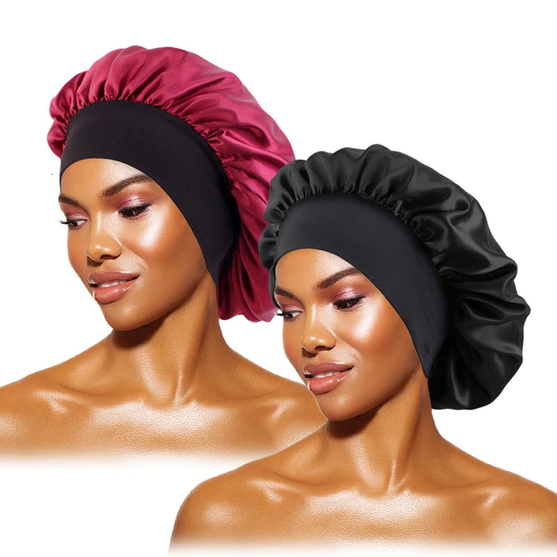 Satin Sleep Bonnet — Wide Brim Hair Care Cap for Women & Men (One Size)