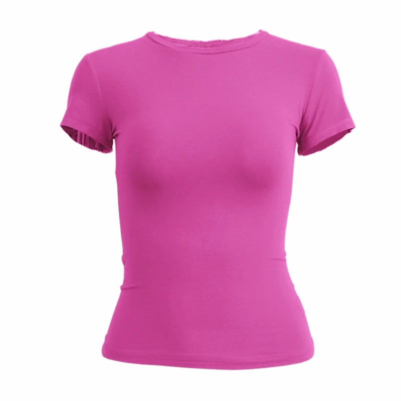 Women's Y2K Slim Fit T-Shirt – Short Sleeve Knit Tee (XS–XL)