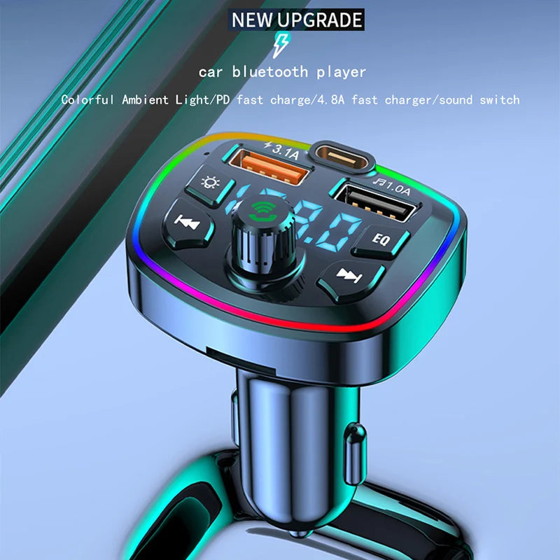 Car Bluetooth 5.0 FM Transmitter – Wireless Adapter, MP3 Player & Dual USB Fast Charger