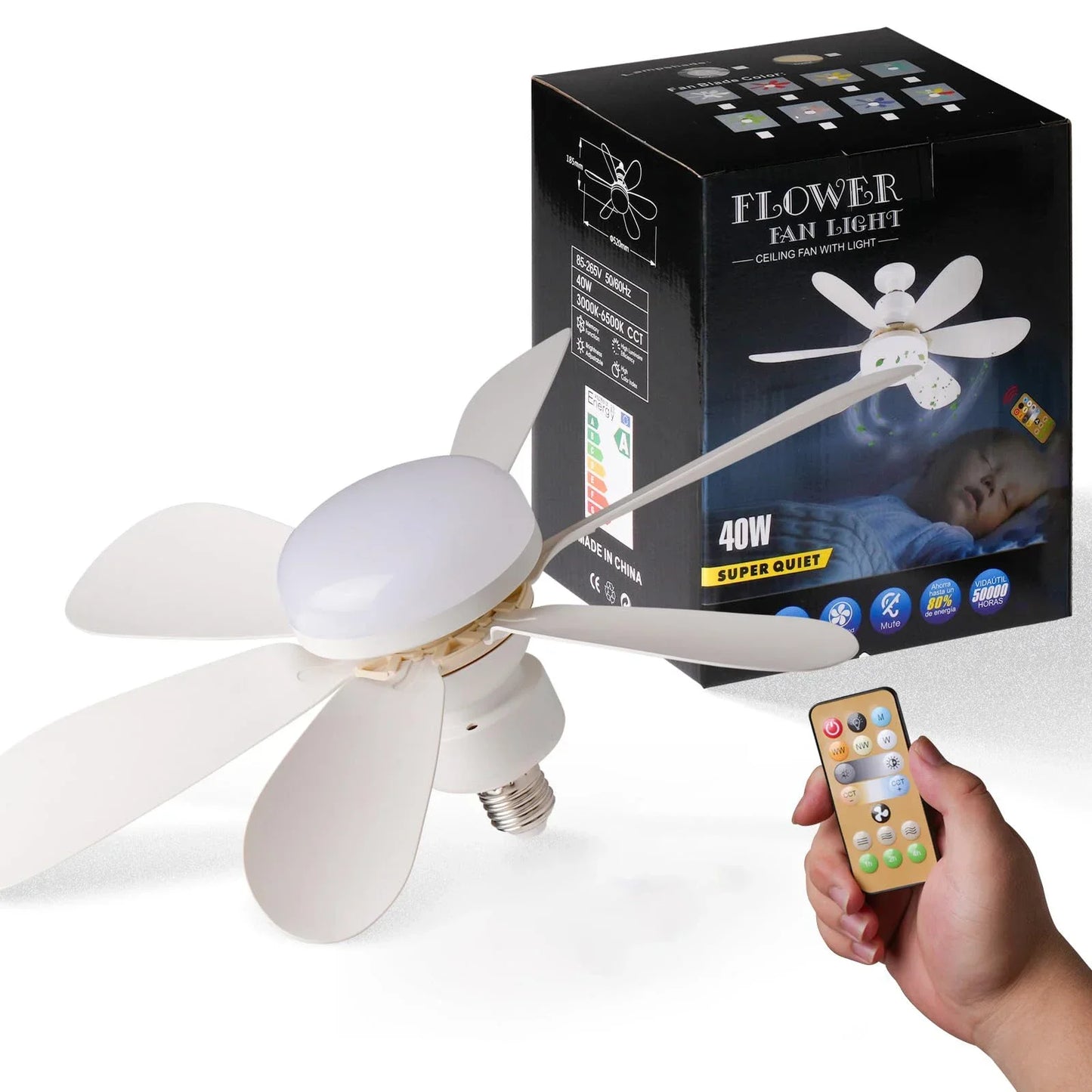 LED Ceiling Fan Light – 40W E27 Dimmable with Remote Control | Modern Style