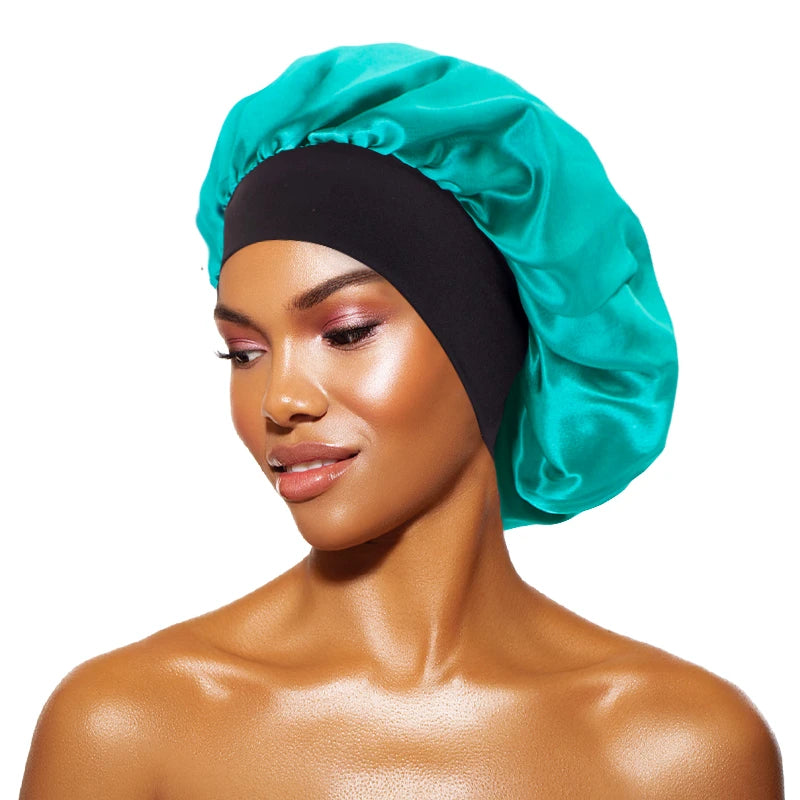 Satin Sleep Bonnet — Wide Brim Hair Care Cap for Women & Men (One Size)