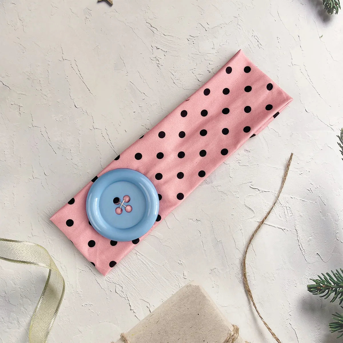 Y2K Retro Boho Wide Headbands – Stretch Dot Hair Accessories for Women | Yoga & Daily Wear