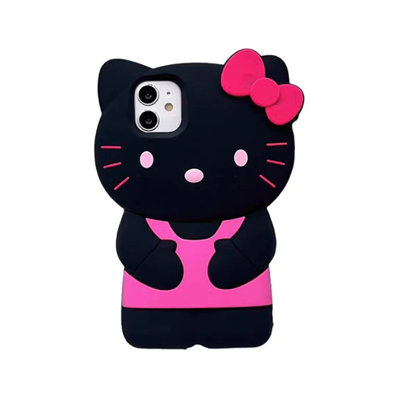 Sanrio Hello Kitty 3D Bow Phone Case – Cute Y2K Silicone Cover for iPhone 11–17 Pro Max