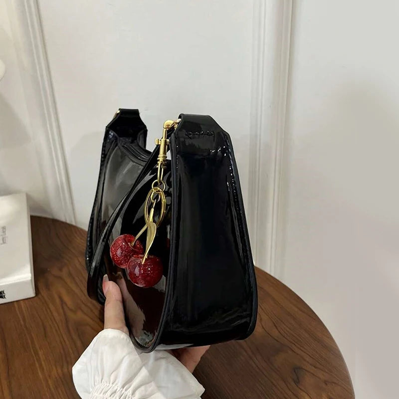 Women's PU Leather Handbag — Cherry Pendant Shoulder Bag (3 Colors)