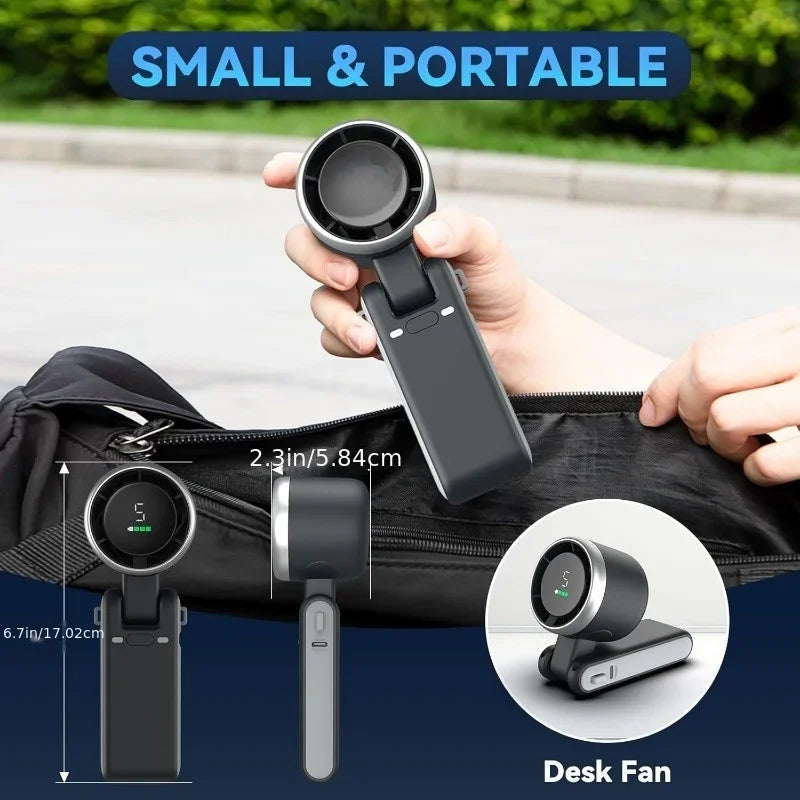 3-in-1 Portable Mini Fan – 5-Speed, 3600mAh Rechargeable, USB Charging