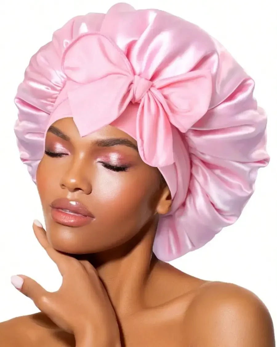 Satin Bonnet for Women | Adjustable Bow Tie Silk Sleep Cap for Curly Hair & Night Hair Care