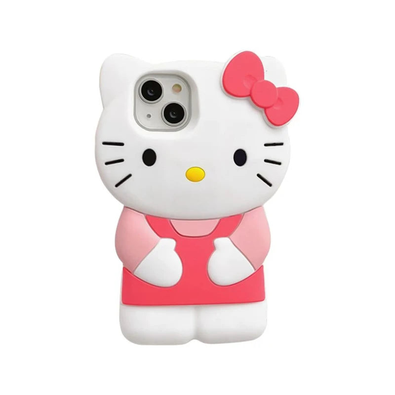 Sanrio Hello Kitty 3D Bow Phone Case – Cute Y2K Silicone Cover for iPhone 11–17 Pro Max