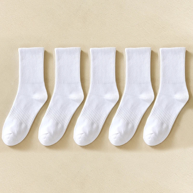 Men's Cotton Sports Socks | Soft Breathable Crew Socks for Everyday & Athletic Wear | Black & White