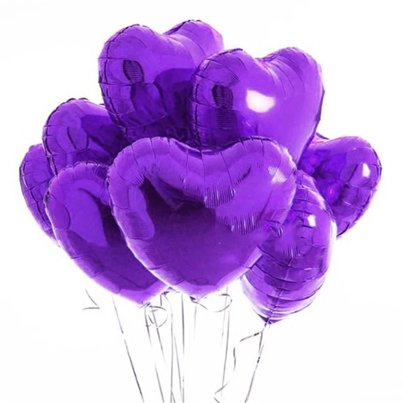 Heart Shape Foil Balloons – 18 Inch Party Decorations (10 Pack)