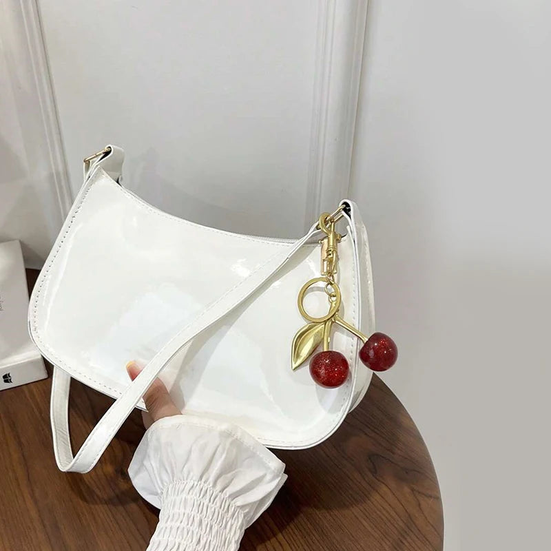 Women's PU Leather Handbag — Cherry Pendant Shoulder Bag (3 Colors)