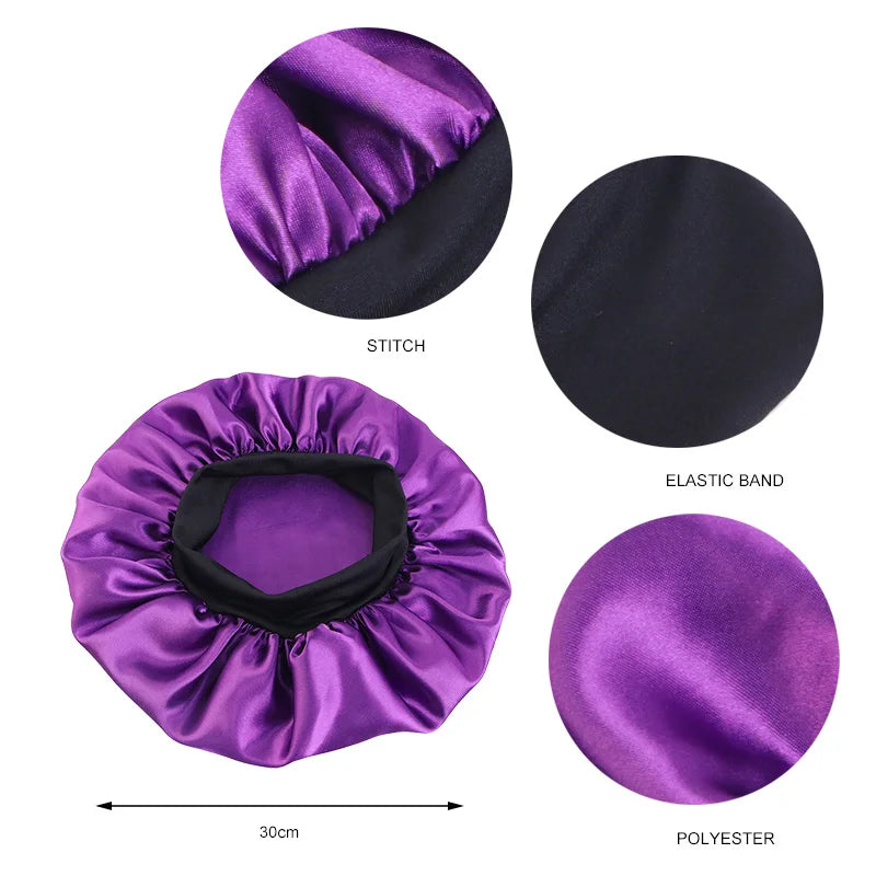 Satin Sleep Bonnet — Wide Brim Hair Care Cap for Women & Men (One Size)