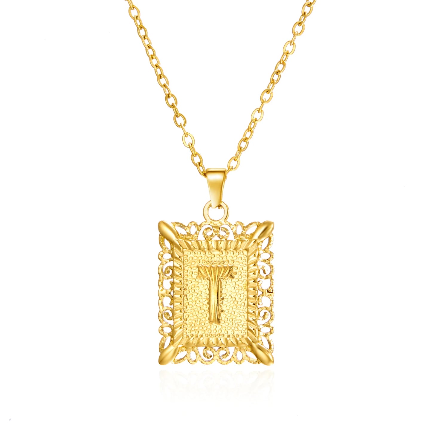 Gold Initial Letter Pendant Necklace – Stainless Steel Couple Jewelry