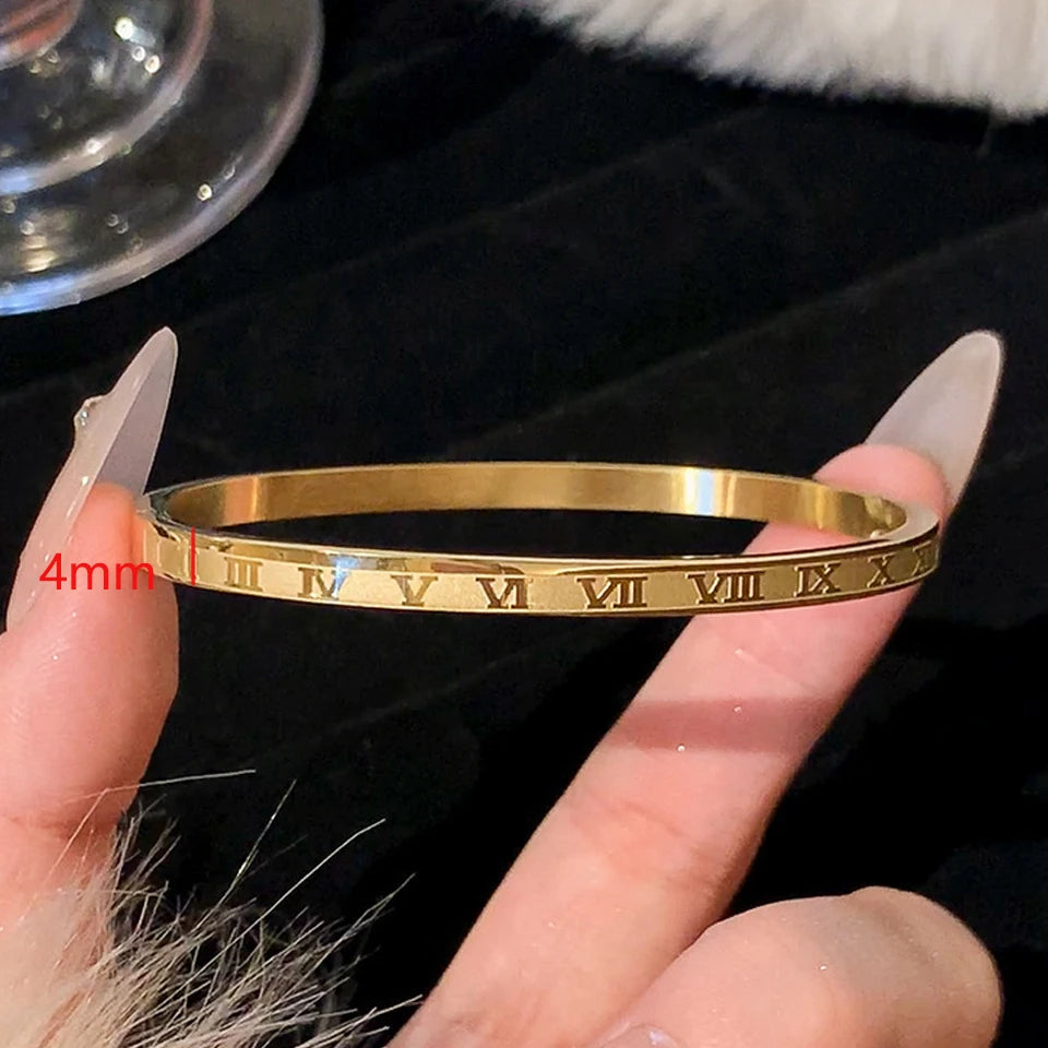 Sparkling Zirconia Stackable Bangle Set – Non-Fading Stainless Steel Bracelets for Women