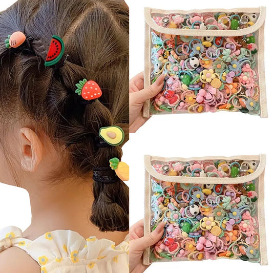 Cartoon Hair Ties for Girls – Cute Animal & Fruit Elastic Hair Bands