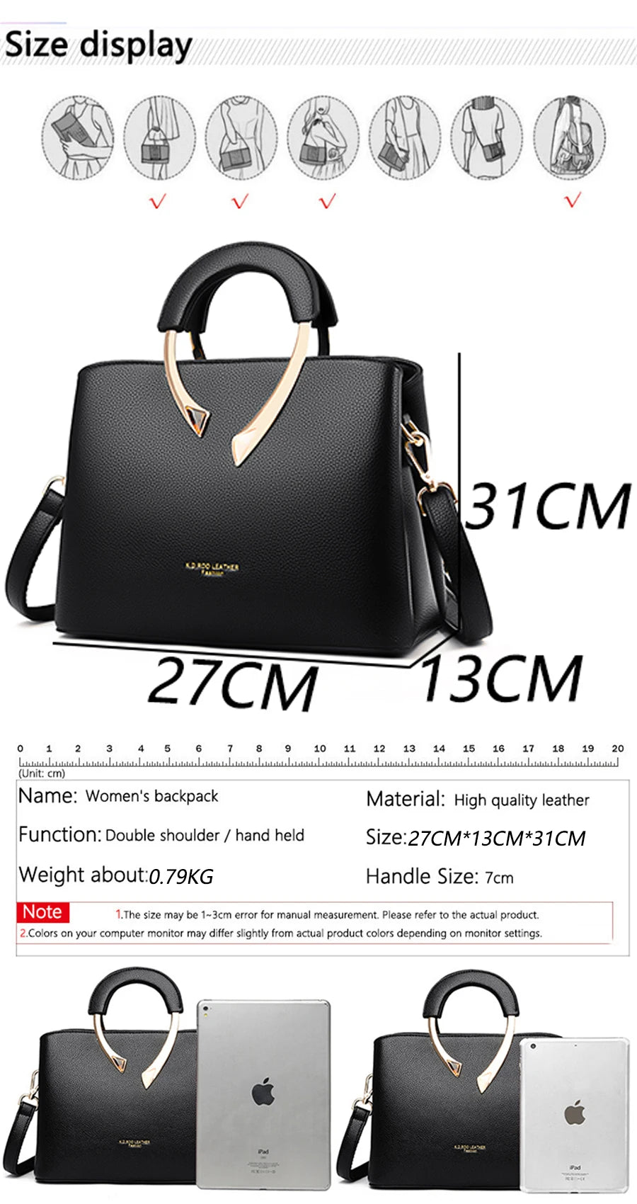 Women's Crossbody Bag – Lychee Pattern PU Leather Handbag