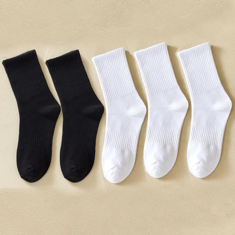 Men's Cotton Sports Socks | Soft Breathable Crew Socks for Everyday & Athletic Wear | Black & White