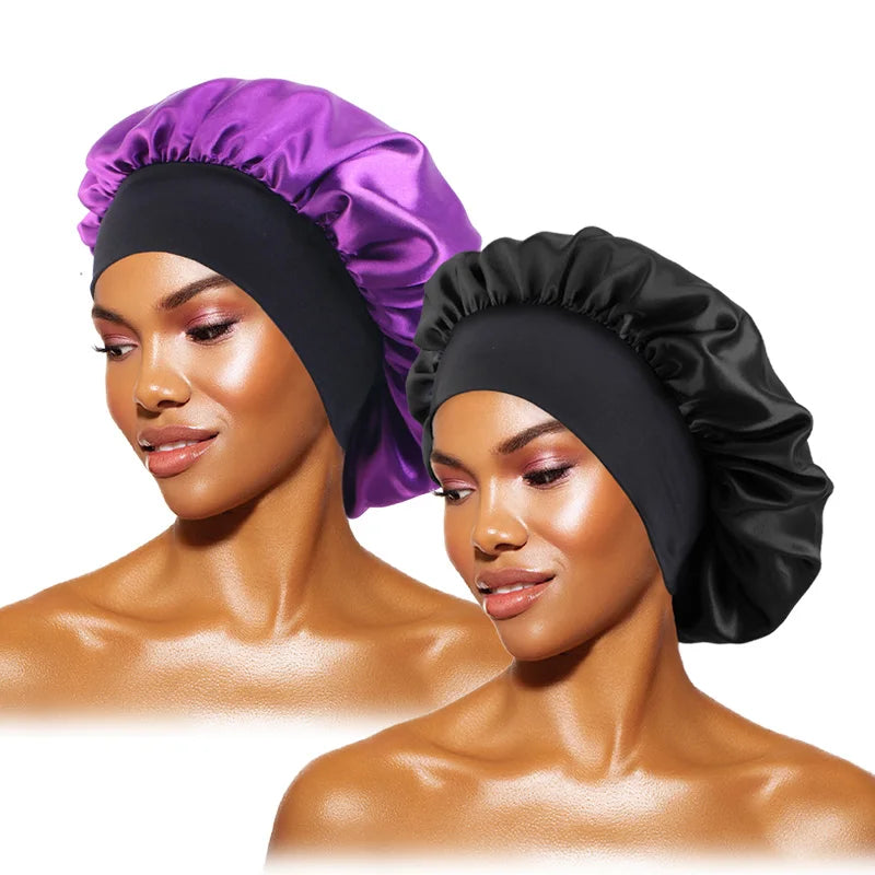 Satin Sleep Bonnet — Wide Brim Hair Care Cap for Women & Men (One Size)