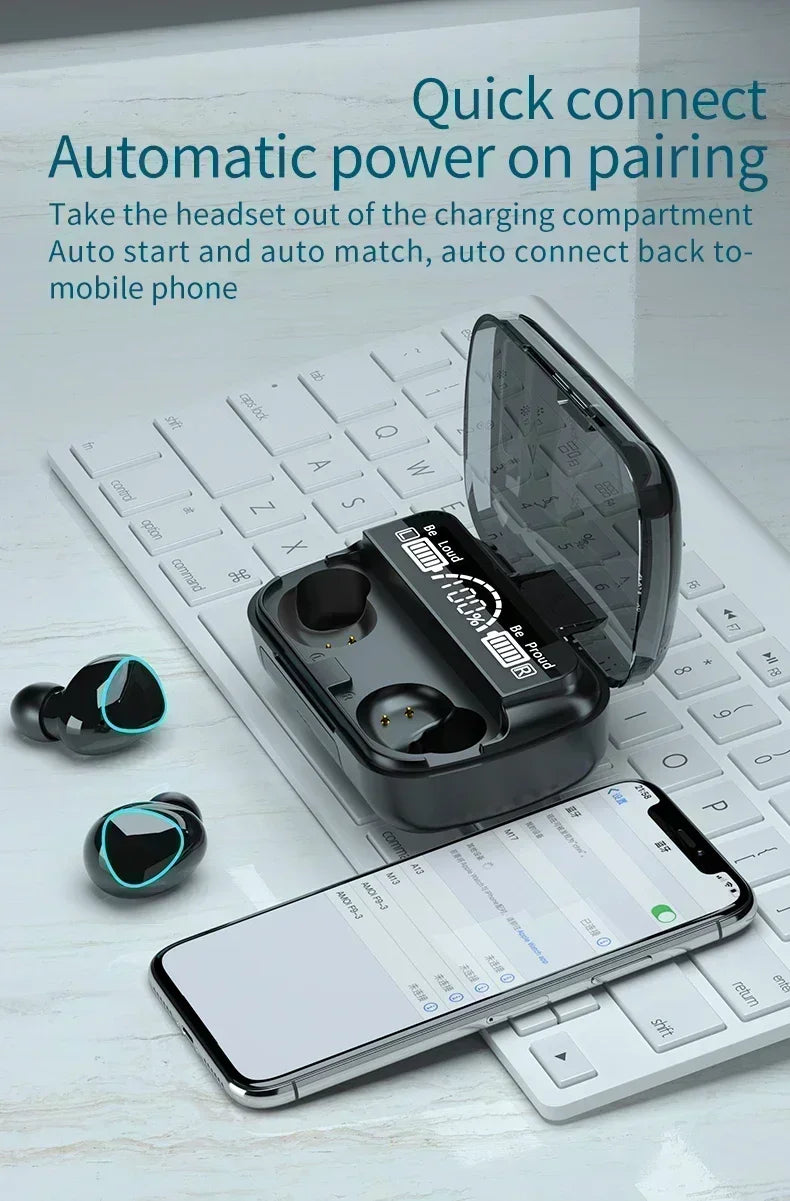 M10 Wireless Bluetooth Earbuds – Waterproof TWS Sport Headset with Noise Cancellation