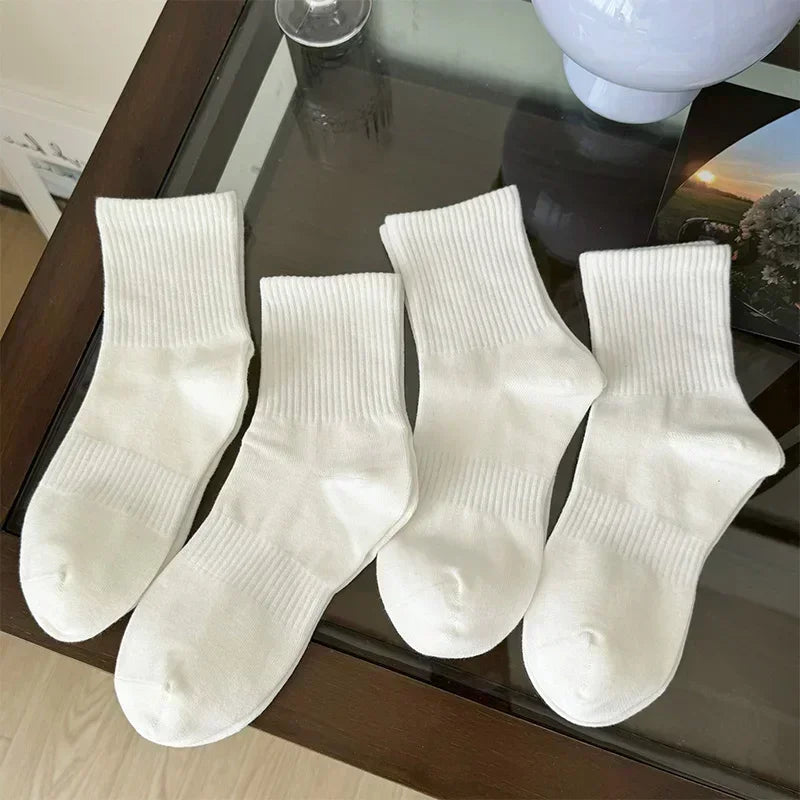 Men's Cotton Sports Socks | Soft Breathable Crew Socks for Everyday & Athletic Wear | Black & White