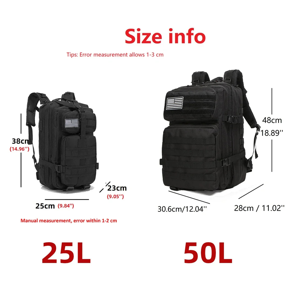 25L/50L Tactical Molle Backpack – Outdoor Hiking, Camping & Trekking Bag