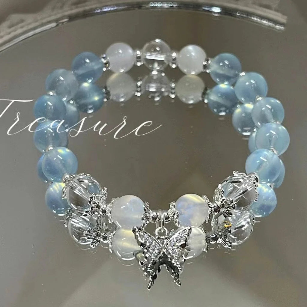 Crystal Beads Charm Bracelet – Korean Style Jewelry Gift for Women & Girls