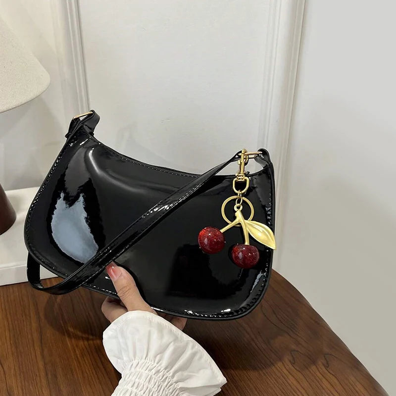 Women's PU Leather Handbag — Cherry Pendant Shoulder Bag (3 Colors)