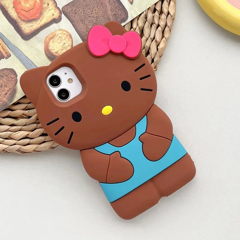 Sanrio Hello Kitty 3D Bow Phone Case – Cute Y2K Silicone Cover for iPhone 11–17 Pro Max
