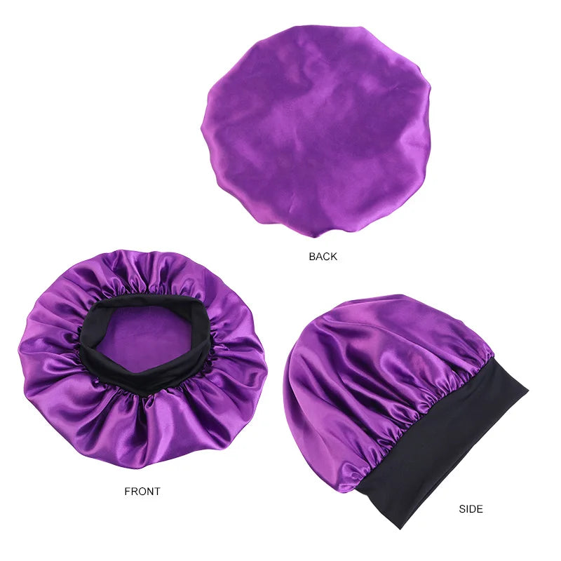 Satin Sleep Bonnet — Wide Brim Hair Care Cap for Women & Men (One Size)
