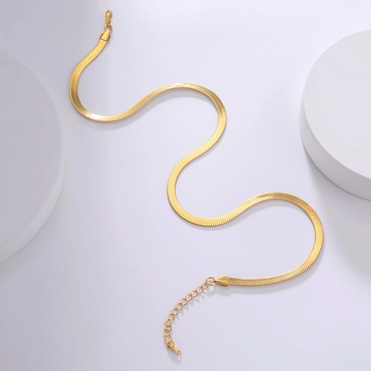 Stainless Steel Snake Chain Necklace | Gold & Silver Herringbone Choker for Women & Men