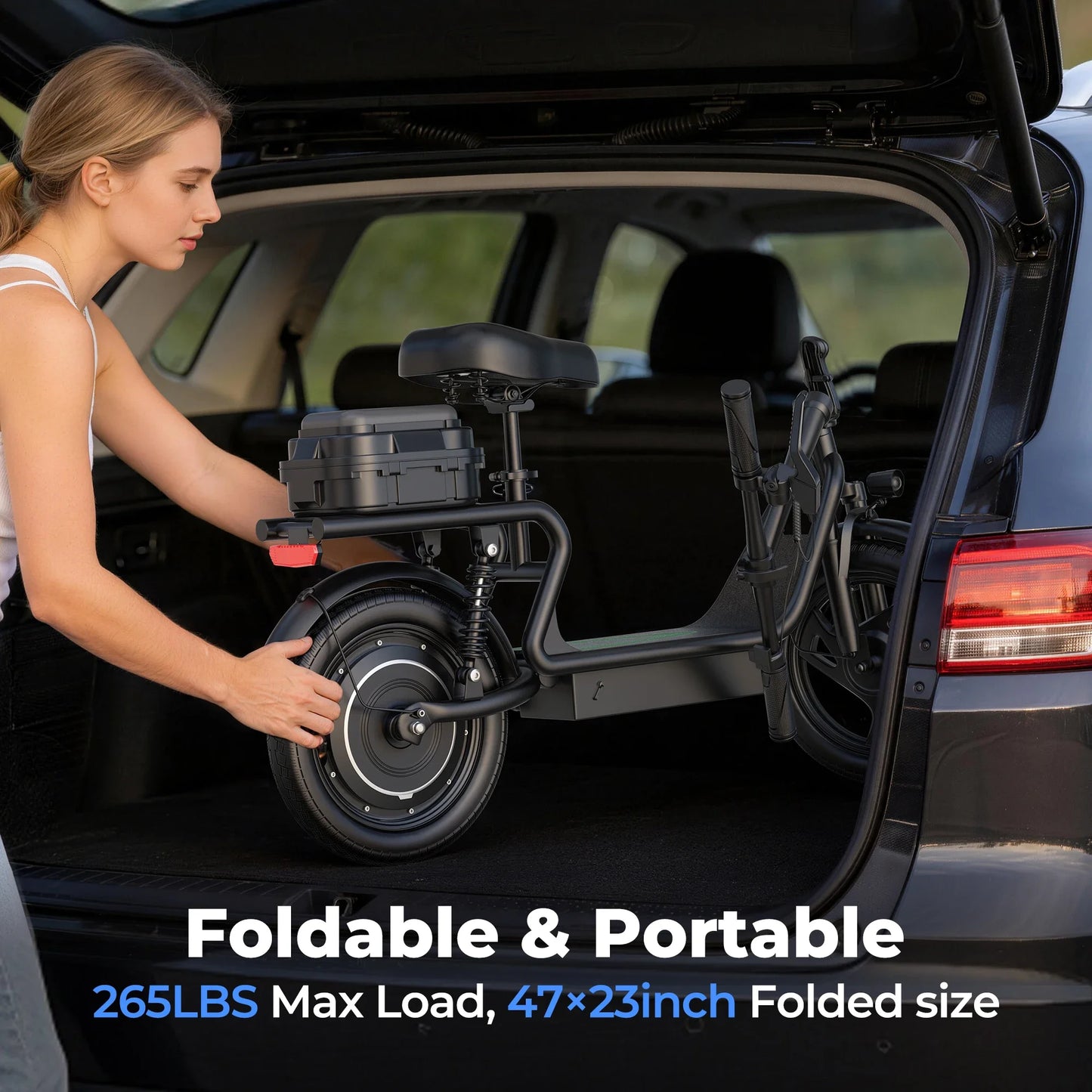 Folding Electric Scooter 500W — 48V 10.4AH Commuter Scooter with Seat & 27-Mile Range