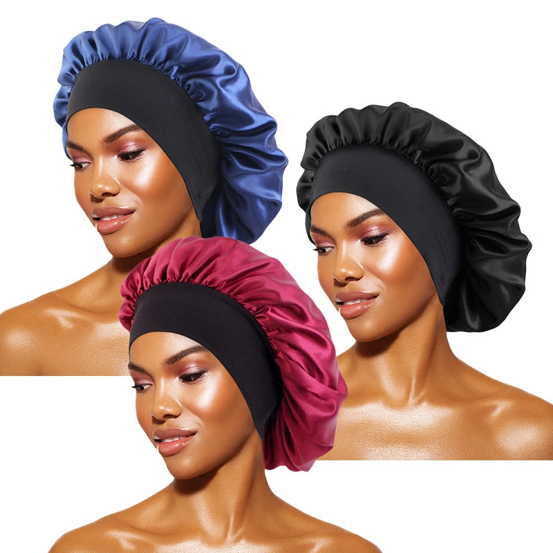 Satin Sleep Bonnet — Wide Brim Hair Care Cap for Women & Men (One Size)